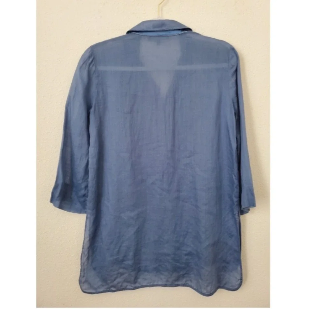 Lafayette 148 Button Down Blouse XS $298 Quiet Luxury Lightweight - Picture 7 of 13